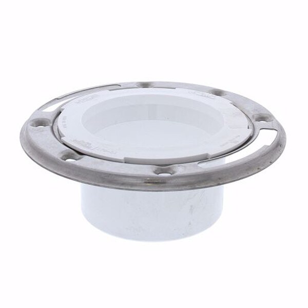 3" x 4" PVC Closet Flange with Stainless Steel Ring less Knockout