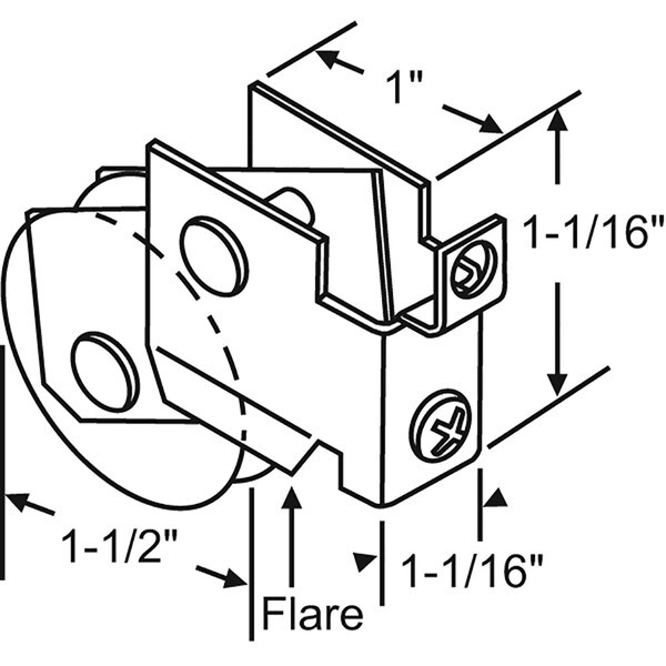 Patio Door Roller - 1-1/2"D, Steel