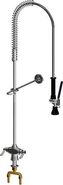 Chicago Faucet Two Handle Pre-Rinse Faucet - 44" Flexible Stainless Steel Hose, Chrome