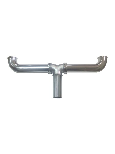 Center Outlet Chrome Plated Brass Continuous Waste, Direct Connect