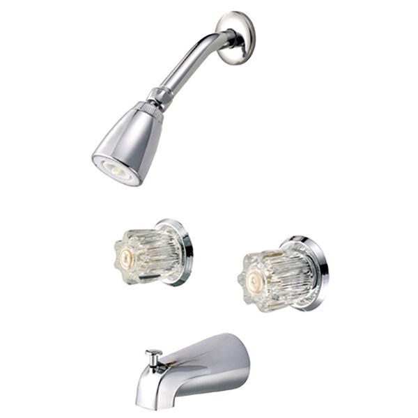 Binford Two Acrylic Handle Tub & Shower Faucet - 2.2 GPM Shower Head, Chrome