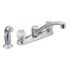 Moen Chateau Two Handle Low Arc Kitchen Faucet with Spray