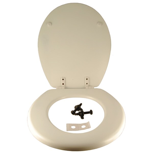 Comfort Seats Round Toilet Seat - White, Wood, Closed Front