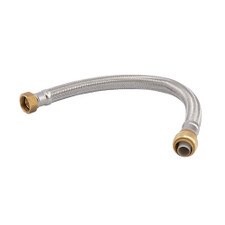 Push Fit 18" Braided Stainless Steel Water Heater Connector, 1/2" Push X 3/4" FPT