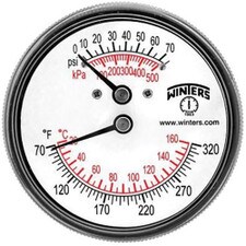 Winters Instruments Pressure/Temperature Combination Gauge