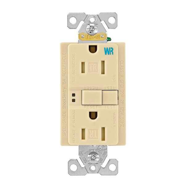 Eaton Tamper & Weather Proof GFCI Receptacle - 15 Amp, 125 Volt, Ivory