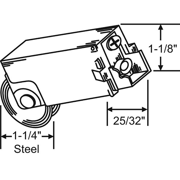 Patio Door Roller - 1-1/4", Steel
