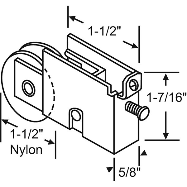 Patio Door Roller - 1-1/2"D, Nylon