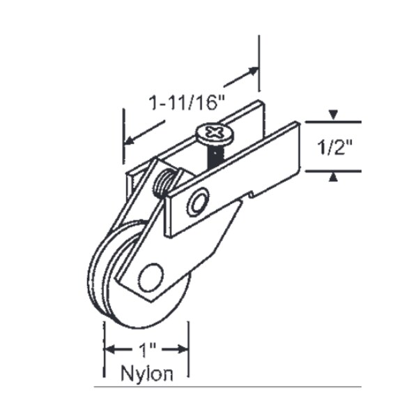 Patio Door Roller - 1", Nylon