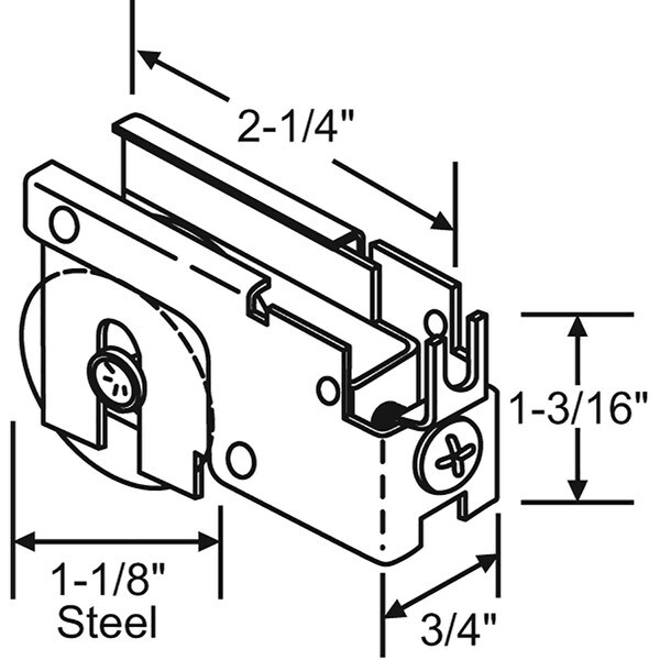 Patio Door Roller - 1-1/8", Steel