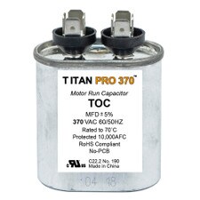 Packard Titan Pro Oval Motor Run Capacitor - 370 Volt, 7.5 MFD, 50/60 Hz.