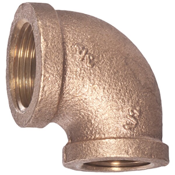 Brass 90° Reducer Coupling - 3/4" x 1/2"