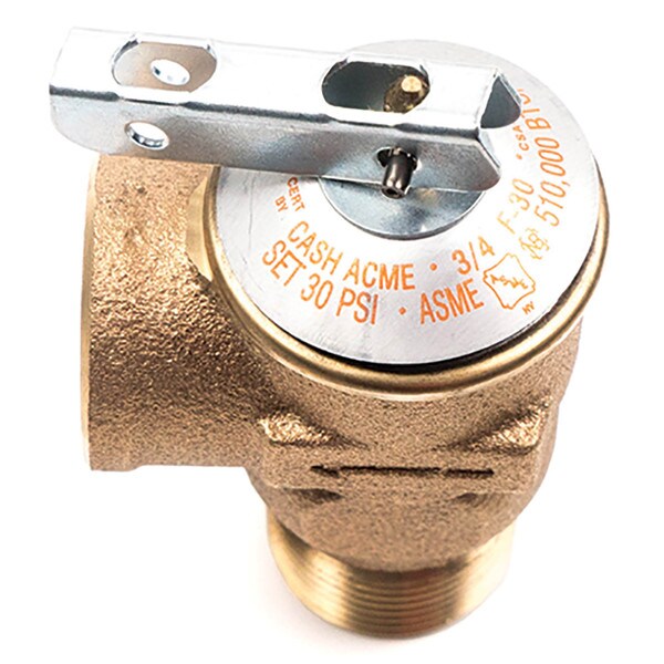 Cash Acme F30 3/4"MPT Hot Water Pressure Relief Valve, 30LB