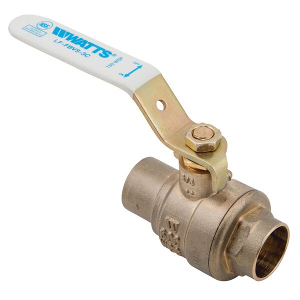 Watts Straight Ball Valve - 1-1/4", Full Port Sweat, Brass