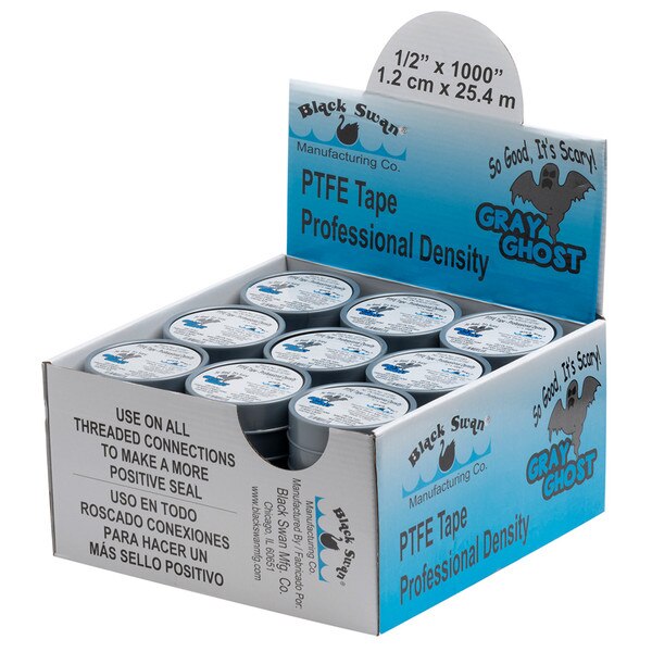 Black Swan Gray Ghost PTFE Tape - 1/2" x 1000"