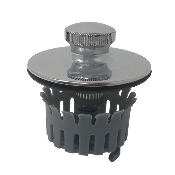 Drain Buddy Deluxe Bathtub Drain Stopper and Hair Catcher - Chrome, English/French