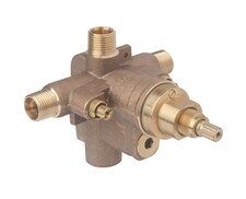 Symmons Pressure-balancing tub/shower valve body with integral diverter and service stops