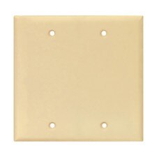 Eaton Blank wallplate, Box mount, Ivory, Blank Cutout, Polycarbonate, Two- gang, Mid-size