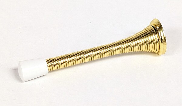 3-3/4" Spring Door Stop - Polished Brass