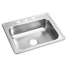 Dayton Stainless Steel 25" x 22" x 6-9/16" 3-Hole Single Bowl Drop-in Sink; 22 GAUGE