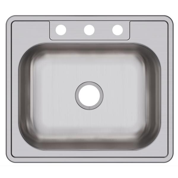 Dayton Stainless Steel 25" x 22" x 6-9/16" 3-Hole Single Bowl Drop-in Sink; 22 GAUGE