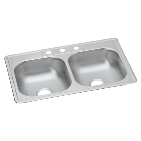 Dayton Stainless Steel 33" x 21-1/4 x 6-9/16" Double Bowl Drop-in Sink